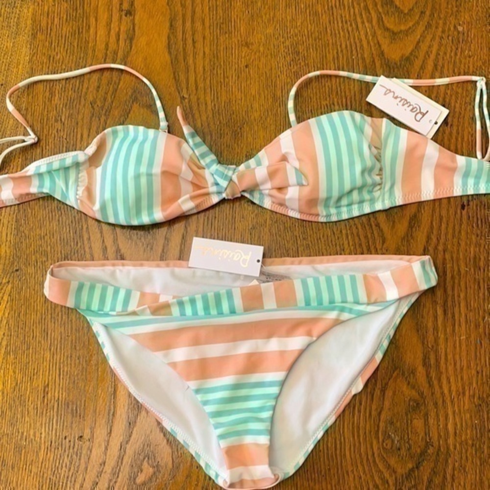 NWT Raisins coco stripe bikini in mint